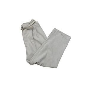 VINTAGE Petites Tan High Rise Belted Pleated Wide Leg Cropped Pant 12